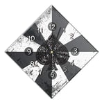 Mareli Horloge Murale silencieuse 42 x 42 cm Cadran en Bois recouvert de Papier laminé Mat imprimé adapté pour Salon, Cuisine, Bureau 42x42 Blanc/Noir