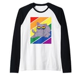 LGBTQ Flag Pride Month British Shorthair With LGBT Glasses Raglan Baseball Tee