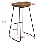 Dining Room Kitchen Chair Bar Stools, Ferrous Metal Frame High Stools, Industrial Style Solid Wood Bar Chairs, Ergonomics, Wrought Iron Tripods and Non-slip Mats, for Home Office Dinning-Set