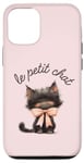 Coque pour iPhone 15 Pro Coquette Le Petit Chat Français Adorable Petit Chat Noeud Rose