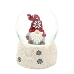 Boule à Neige Lutin de Noël avec Bonnet Rouge sur Socle Blanc, L/l/H/Ø 6,5 x 6,5 x 8,8 cm, Ø 6,5 cm