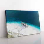 Big Box Art Stranded Ship on a Beach in Haiti Canvas Wall Art Print Ready to Hang Picture, 76 x 50 cm (30 x 20 Inch), Grey, Teal, Turquoise