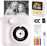 Kids Camera for Girls, Instant with Print Photo Creamy White 