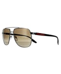 Prada Sport Aviator Mens Gunmetal Brown Gradient Sunglasses - Grey - One Size