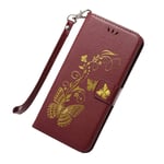 Gilding Butterfly Colorful Soft Leather Flip Wallet Phone Case Drop-proof 360 Phone Shell with Card Slot and Kickstand for Huawei P10 Plus (Brown)