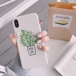 LUOKAOO Green Flower Phone Case For iPhone 11 Pro Max XR XS Max 6 6S 7 8 Plus X Small Fresh Plant Soft TPU Phone Back Cover,White,For iPhone X or XS