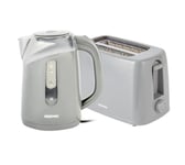 Geepas Illuminating  1.7L Cordless Jug Kettle & 2 Slice Toaster Set Grey