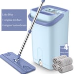 flatmop-c Mop And Buckets Sets Hand Spin Cleaning Mop Easy Self Wringing Dust Mops With Bucket Flat Squeeze Spray Mop With Microfiber Dry Mopping Cleaning System For household cleaning