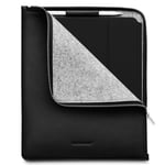 Woolnut iPad Pro 12,9&quot; (2022 / 2021 / 2020 / 2018) Ekte Skinn Folio Sleeve - Svart