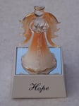 ANGEL OF HOPE, CANDLE, ORANGE Glittered Wings and Dress & L.E.D. Light Up Base