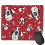 Great Dane and Red Spotted Background Mouse Pad with Stitched Edge Computer Mouse Pad with Non-Slip Rubber Base for Computers Laptop PC Gmaing Work Mouse Pad