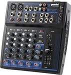 Gemini Sound GEM-08USB - Table de Mixage Analogique Compact à 8 Canaux comprenant 2 Canaux Micro, EQ de Bande 3, Lecture USB à partir de Périphériques USB et en Streaming Bluetooth
