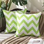 MIULEE Outdoor Waterproof Cushion Cover Pillow Case with Wave patterns Home Decorating Protectors for Garden Tent Park Bed Sofa Chair Bedroom Decorative Pack of 2 50x50cm 20x20inch Grass Green