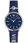 Versace VE8104222 Woman's Blue V Circle Watch New with Box