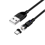 0.5m Type C 3A Fast Charging Cable 360º + 180º Rotation Magnetic Cable USB C Data Sync Wire Compatible with Samsung Galaxy S9 S8 Note 9, LG V30 G6 G5 V20 and More (Black)