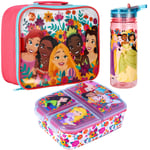Disney Princess Kids Lunch Box Set – Lunch Bag, Lunch Box and 580ml Water Bottle