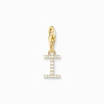 Thomas Sabo Charm-hängsmycke bokstaven I med vita stenar guldpläterad