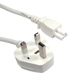 kenable Power Cord UK Plug to C5 Clover Leaf CloverLeaf Lead 1.8m Cable White [1.8 metres]