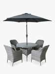 LG Outdoor Monte Carlo 4-Seater Round Garden Dining Table & Chairs Set with Parasol