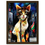 Doppelganger33 LTD Cute Italian Street Cat Striking Pose Abstract Artwork Framed A3 Wall Art Print