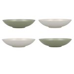 KitchenCraft 22 cm Pasta Bowls Lead-Free Glazed Stoneware Set of 4 Green/White