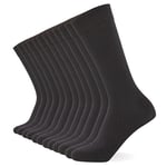 FM London (10-Pack) Plain Mens Socks - Comfortable Socks - Cotton Socks Suitable for Work & Casual Wear - Breathable, Stain Resistant, Durable Smart Dress Sock, Charcoal, 6-11 UK
