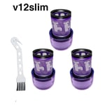 Odipie - Lot de 3 filtres hepa 971517-01 pour aspirateur sans fil Dyson V12 Detect Slim avec 1 brosse