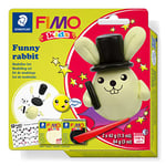 STAEDTLER 8035 20 FIMO Kids Modelling Clay Set - "Funny Rabbit" (Pack of 2 FIMO Kids Blocks, Stickers & Modelling Tools)