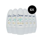 6 x 50ml Dove Sensitive Roll On Deodorant Fragrance Free 48h Protection