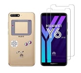 NOVAGO Compatible avec Huawei Y6 2018/Honor 7A -Coque Souple Solide Anti Choc avec Impression + 2 Films Protection écran Verre trempé résistant (Coque+ 2 Verres, Gameboy)
