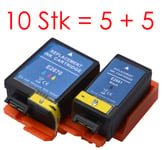 10x Printer Cartridges Epson Workforce WF-100 W Per 5 Sets Black+Colour E266