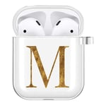 Initial Name silicone Soft TPU Earphone Protect Cover Protective Case Cover for Apple AirPods 1/2 Gen, Charger box Case Skin (letter M)