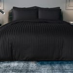 Sleepdown Soft Hotel Quality 225 THREAD COUNT COTTON Black Satin Stripe Reversi