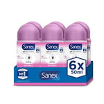 Sanex Dermo Invisible Roll On Antiperspirant 50ml, pack of 6, white