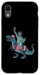 Coque pour iPhone XR Statue de la Liberté Dinosaure 4 Juillet Garçon Drapeau Américain