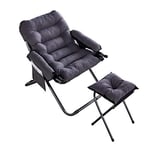 Living Decoration Office Sofa Chair Sofa Single Fabric Nap Folding Chair Office Lunch Break Recliner Suitable for Bedroom/Balcony/Terrace/Yard Gray