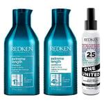 Redken, Routines Extreme Length pour Cheveux Fragilisés en Quête de Longueur, Biotine & Huile de Ricin, Duo et Trio
