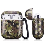 PENYUY Case for AirPods Case Airpod Case Cover Skins, Camouflage Soft Silicone Shock Resistant Protective Cover Case for Airpod 2 & 1 Charging Case with Carabiner Keychain - Camouflage Green