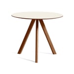 HAY - CPH20 Round Table Ø 90, WB Lacquered Walnut, Off-White Linoleum Tabletop - Off-White - Vit - Matbord - Trä/Syntetiskt
