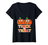 Womens Trick Or Treat Costume Funny Halloween Costumes Kids Pumpkin V-Neck T-Shirt