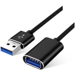 Câble USB 3.0 Rallonge 2M Compatible avec Clé USB Manette de Jeu,Disque Dur Externe,Clavier,Souris,Imprimante,Ordinateur Noir -