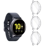 Diruite 3-Pack for Samsung Galaxy Watch Active 2 40mm Screen Protector Case, Soft Plated TPU All-Around Protective Bumper Cover Case for Samsung Active2 40mm (Not Fit for 44mm)-Clear+Clear+Clear