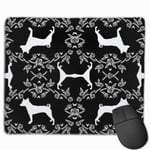 Hound Rose Black Background Mouse Pad with Stitched Edge Computer Mouse Pad with Non-Slip Rubber Base for Computers Laptop PC Gmaing Work Mouse Pad
