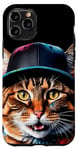 Coque pour iPhone 11 Pro Chat Casquette Snapback Colorée Drôle Animaux Motif Imprimé