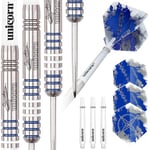 Unicorn Steel Tip Darts Set | Gary 'The Flying Scotsman' Anderson Silver Star | 80% Natural Tungsten Barrels with Blue Accents | 21 g