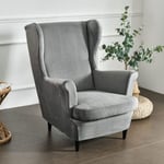 Strandmon Stretch Wingback Fåtöljöverdrag 2-delat, Lyxig Sammet Tyg Fåtöljöverdrag, Avkopplande Soffaöverdrag för Vardagsrum, Hotell, Sovrum