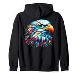 Cool Bald Eagle Spirit Animal Illustration Tie Dye Art Zip Hoodie