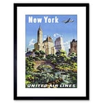 Wee Blue Coo 9x7 '' NEW YORK AEROPLANE CENTRAL PARK EMPIRE STATE FRAMED ART PRINT F97X1273