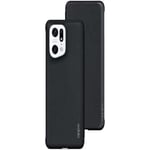 OPPO Official Find X5 Pro phone case, vegan PU leather flip case, Black
