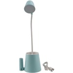 Tlily - Lampe de Lecture avec Lampe de Table de Presse led Rechargeable usb avec Support pour TéLéPhone Portable Porte-Stylo Ventilateur Bleu